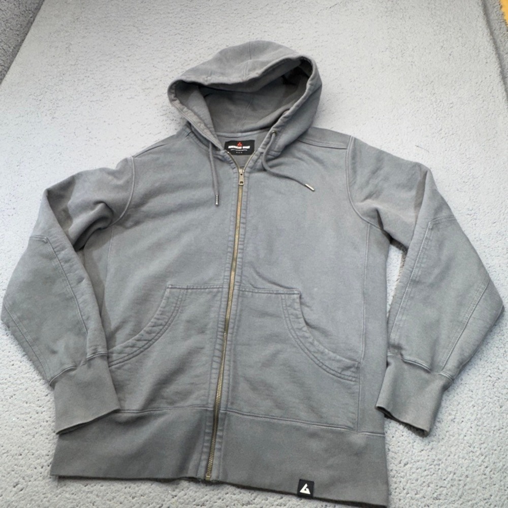American Giant Classic Full Zip Hoodie Mens Large Gray Heavyweight Cotton Sweat